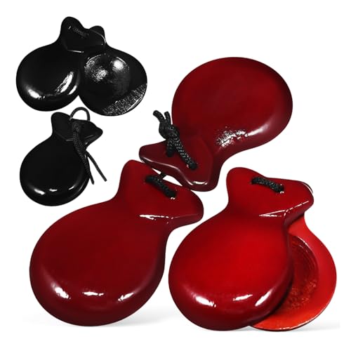 SUPVOX Handmade Wooden Castanets Finger Flaps Latin Percussion for Adults Beginners