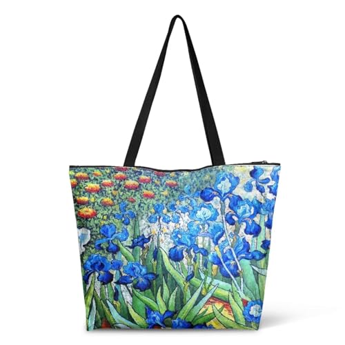 Image of Art Lover Zippered Tote Bag Waterproof Large Work Tote Bags, Artwork Women's Purse Handbags Travel Totes