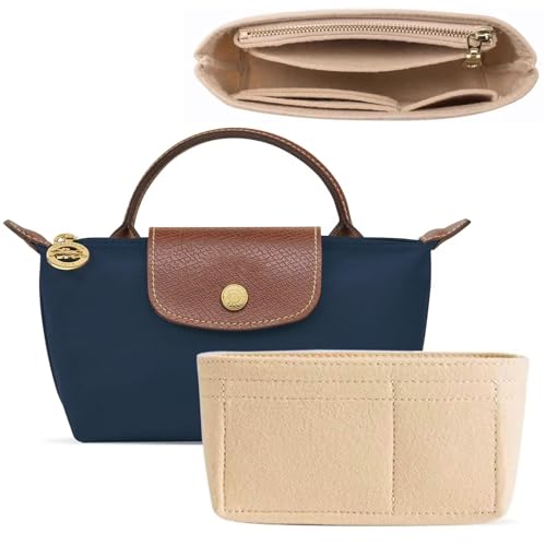 Umiup Mini bolsa organizadora de feltro para bolsa pequena Longchamp, melhor bolsa de armazenamento e acabamento, forro interno para um organizador de bolsas chique, serve em tamanho pequeno (5 x 16,5