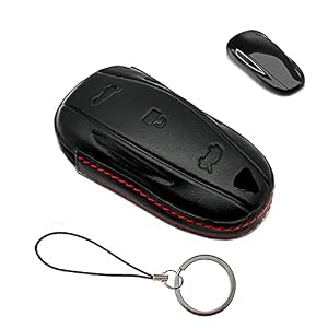 MECHCOS Compatible with Tesla Model S 3 Y Key Fob Cover Case Sleeve Leather Car Remote Shell Bag Keychain Holder