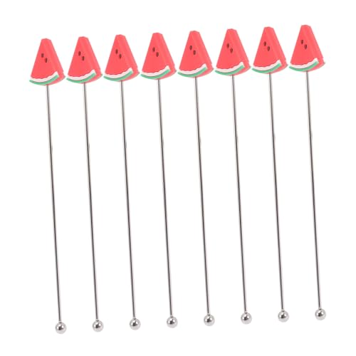 Cabilock 8Pcs Watermelon Shaped Stainless Steel Drink Stirring Sticks Bar Stirring Bar for Cocktails Beverages Parties Unique Fruit Design for Fun Afternoon Tea