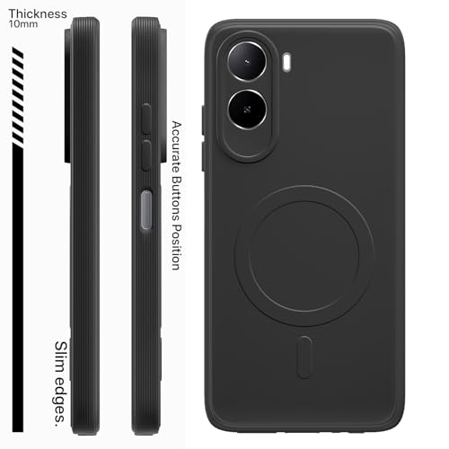 Image of Pikkme Back Cover for Mi Redmi A7 Pro /Poco C85x 5G Soft Matte Silicone Mag-Safe Design (Mag-Safe Not Support) Camera Protection | Slim Fit Bumper Cover (Black)