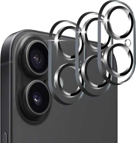 Image of Camera Lens Protector Compatible with iPhone 16 Plus (Pack of 3) | 9H Tempered Glass Camera Lens Guard | Scratch Resistant | HD Clear | Anti-Fingerprint | Easy Installation | Bubble Free
