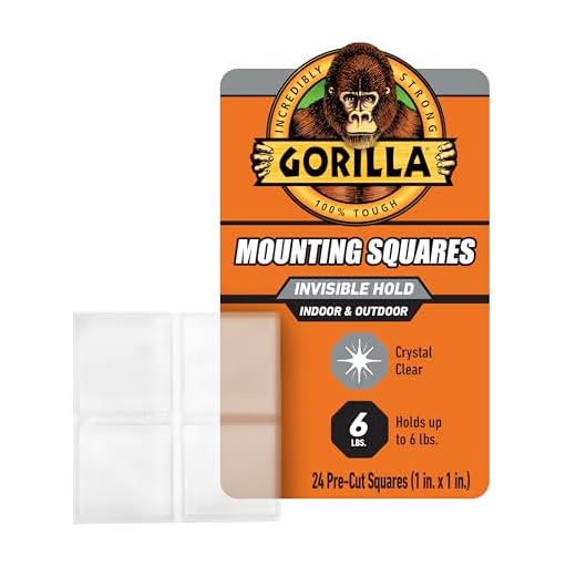 Gorilla Tough & Clear Double Sided Tape Squares, 24 1" Pre-Cut Mounting Squares, Clear, (Pack of 1)
