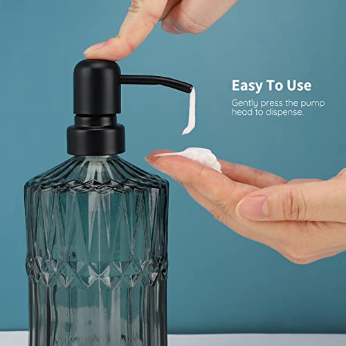 Image of Segbeauty Glass Soap Dispenser Set, 2 Pack 15.2oz Farmhouse Kitchen Decor Stainless Steel Pump Bottles, 450ml Refillable Shower Bottle Hand Soap Dispenser for Modern Home Bathroom Western Decor Green