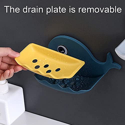 Image of MAPPERZ Fish Shape Soap Stands for Bathroom /Double Layers Plastic Adhesive Waterproof Wall Mounted Bar Soap Dish Holder Rack for Shower Wall, Kitchen, Bathroom Pack of 2
