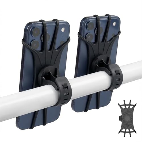 T Tersely 2-Pack 360 Rotating Bike Phone Mount Universal Silicone Handlebar Holder for iPhone Samsung & All Smartphones