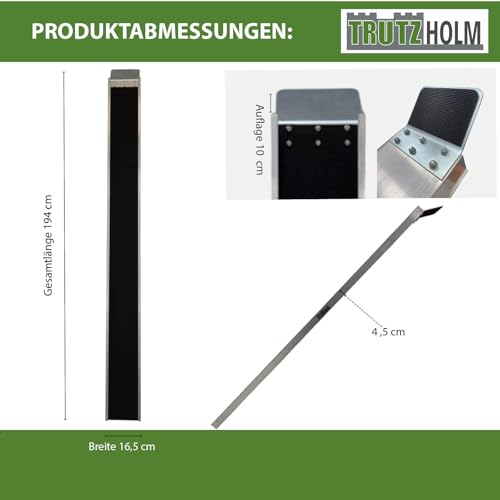 TRUTZHOLM 1 x Alu Auffahrschiene 194 cm 50 kg Alu grau Anti-Rutsch Beschichtung E-Bike Mofa Fahrradrampe für Treppe