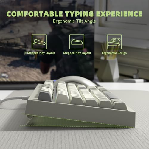 Image of womier DK98 Retro Wired Gaming Keyboard Creamy Membrane with Rainbow RGB Backlight - Quiet,Volume Knob,PBT Keycap 97 Key ANSI Layout Compatible with Windows 10 /8.1 /8 /7 (Grey)