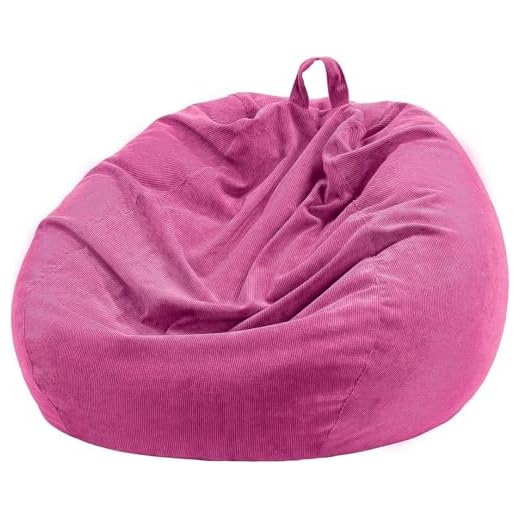 Nobildonna 3 ft Bean Bag Chair Cover (No Filler) 35"×43" Large Stuffed Animal Storage Bean Bag Washable Big Beanbag Chair Cover Premium Corduroy Bean Bag Cover for Adults,Kids,Rose Red 300L