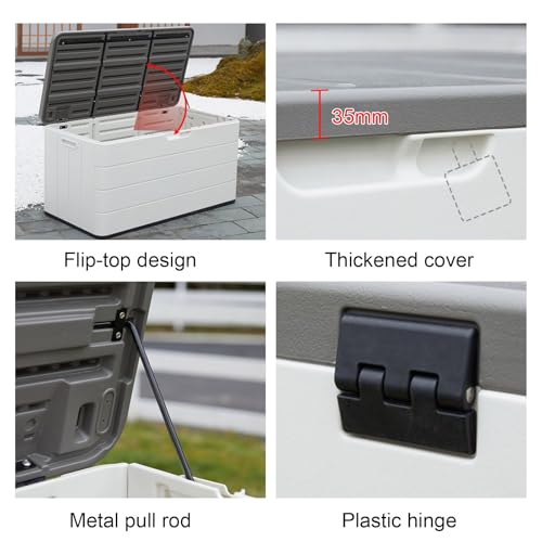 Terrassenbox für den Außenbereich, abschließbare Aufbewahrungsbox aus Kunststoff mit Deckel, ideal zur Aufbewahrung von Terrassenkissen, für Garten, Pool und Balkon, Tragkraft 150 kg
