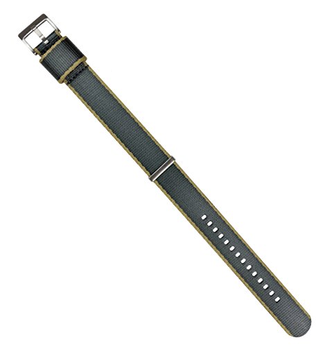 Image of 18mm Slate Grey /Tan Edges - BARTON Elite NATO Style Watch Strap - Stainless Steel Buckle - Seat Belt Nylon Watch Bands