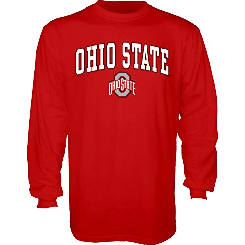 Blue 84 Mens Ohio State Buckeyes Long Sleeve T Shirt Team Color Arching Over Ohio State Buckeyes Red Large
