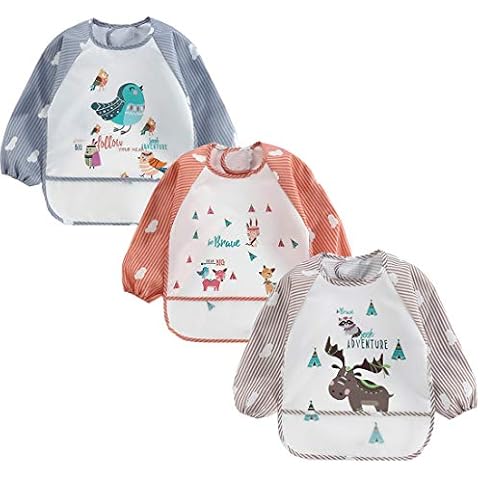 Juego de 3 baberos con manga larga impermeable ElecMotive Cover