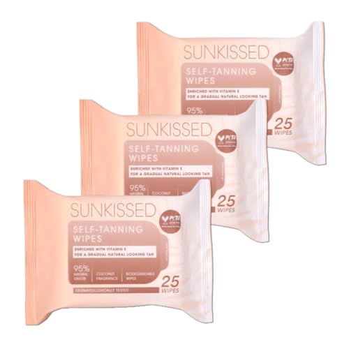 Self-Tanning Wipes – 3 x 25 Pack (75 Wipes Total) | Gradual Self-Tan Towelettes for Face & Body | Vegan, Streak-Free, Quick-Drying | Unisex Bronze Glow.