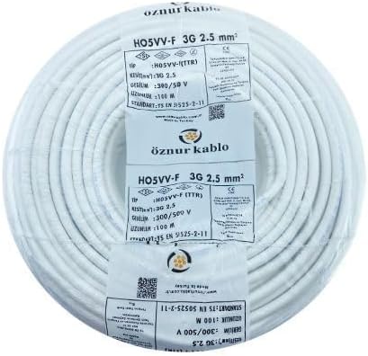 ÖZNUR Marka 3X2.5 mm%100 Bakır TTR Elektrik Kablosu (BEYAZ, 25 METRE) - Görsel 1