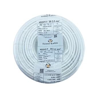 ZNUR Brand 3X2.5 mm 100% Copper TTR Electrical Cable WHITE, 10 METERS