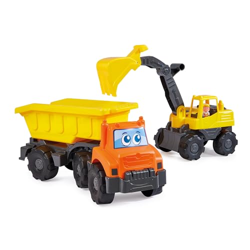 Ecoiffier Jouets Pack 2 véhicules Travaux Publics - 419 - Pack Camion + Pelleteuse - Jeu Plein air - Jeu Enfant - A partir de 18 Mois - Origine France Garantie