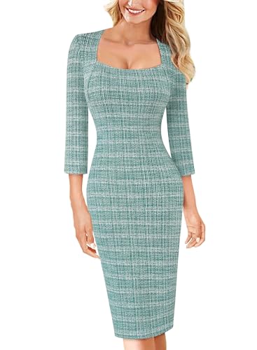 Image of VFSHOW Womens Vintage Square Neck Work Office Business Dress Elegant Casual Cocktail Party Church Bodycon Pencil Sheath Dress