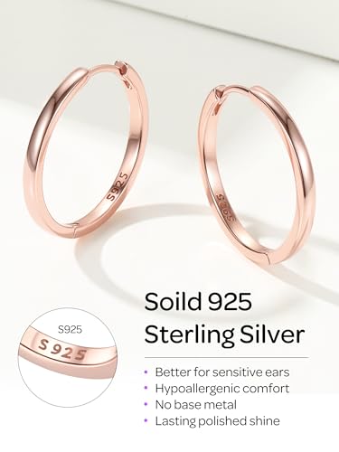 Image of ChicSilver 925 Sterling Silver Huggie Hoop Earrings Small Hoop Earrings for Women Hypoallergenic Silver Huggie Earring Cartilage Earrings for Women (6 /8 /10 /12 /14 /16 /18 /20MM)