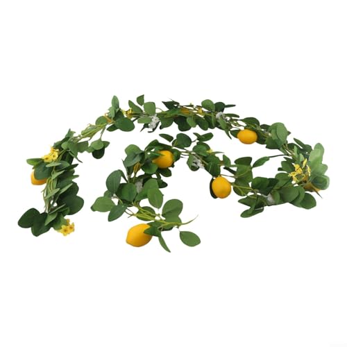 Guirnalda de limón artificial con limones realistas y hojas de eucalipto para mesa, escritorio, sala de estar, oficina, sala de reuniones o evento (6.5 pies)