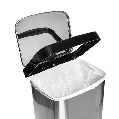 Caneca de Basura Cuadrada 50L Acero Inoxidable Plata miniatura 3