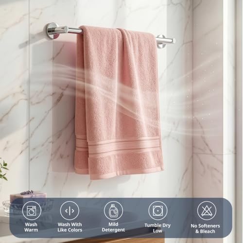 Image of LANE LINEN Luxury Bath Towels Set - 1 Piece, 100% Cotton Bathroom Towels, Zero Twist, Quick Dry Absorbent Bath Towel, Super Soft Gym Towel - Dusky Pink