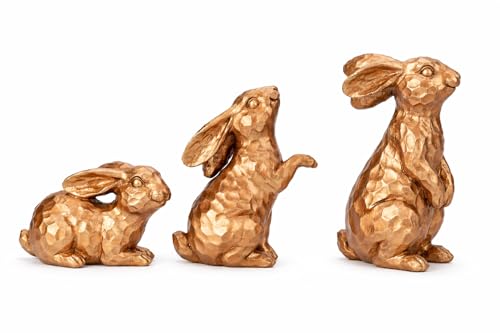 GoGnome Set of 3 Rosy Bronze Easter Decorations Resin Bunny
