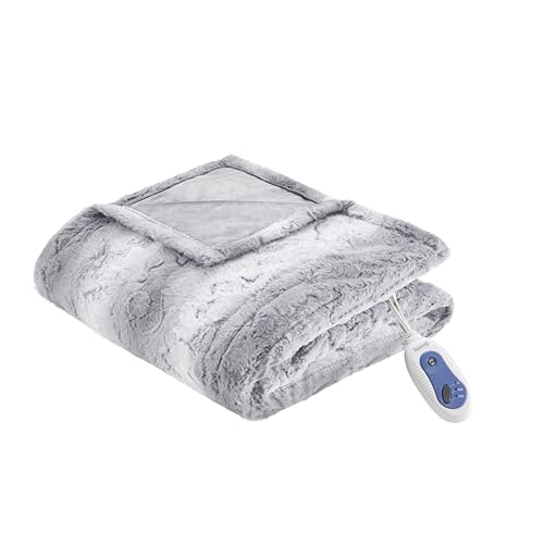 Beautyrest Zuri Reversible Faux Fur to Mink Electric Blanket, Auto Shut Off, Virtually Zero EMF...
