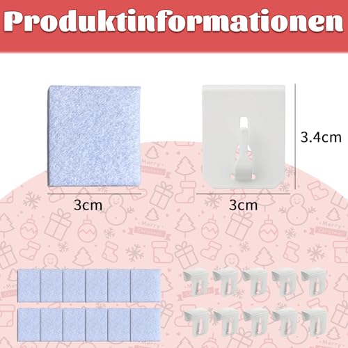 AHEJIOO Fensterdeko Weihnachten, 12 Fensterhaken Zum Einhängen, Selbstklebende Filzhaken Für Fensterdekoration, Leichte Vorhänge Und Rollos, Ideal Für Mietwohnungen Und Häuser