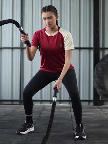 Image of CHKOKKO Gym Tshirt for Women Workout Activewear Regular Fit T Shirt for Woman Round Crew Neck Half Sleeves Best for Sports and Outdoor Activities