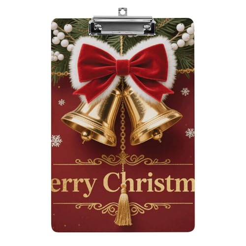Porte-bloc imprimé cloche de Noël avec pince robuste pour A4