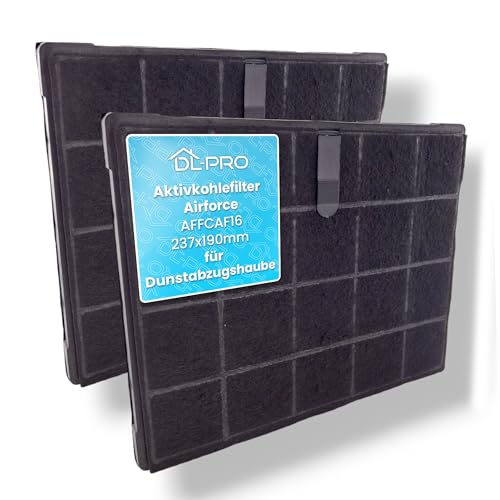 DL-pro - Lot de 2 filtres à charbon actif 237x190mm compatibles avec AIRFORCE AFFCAF16 - Filtre à charbon pour hotte aspirante