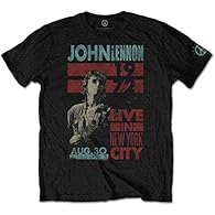 John Lennon Men's T Shirt Live In NYC, Black Black Black, Medium SHIRT John Lennon Black Black Black