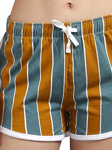 Image of KOTTY Pure Cotton Yellow and Red Striped Women Night Short - Pack of 2 (Yellow&Red)