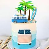 JeVenis Surf Birthday Cake Decoration Surfing Birthday Decoration Beach Surf Wave Cake Topper Surfboard Swimming Slippers Lifebuoy Cake Surf Birthday Party Supplies