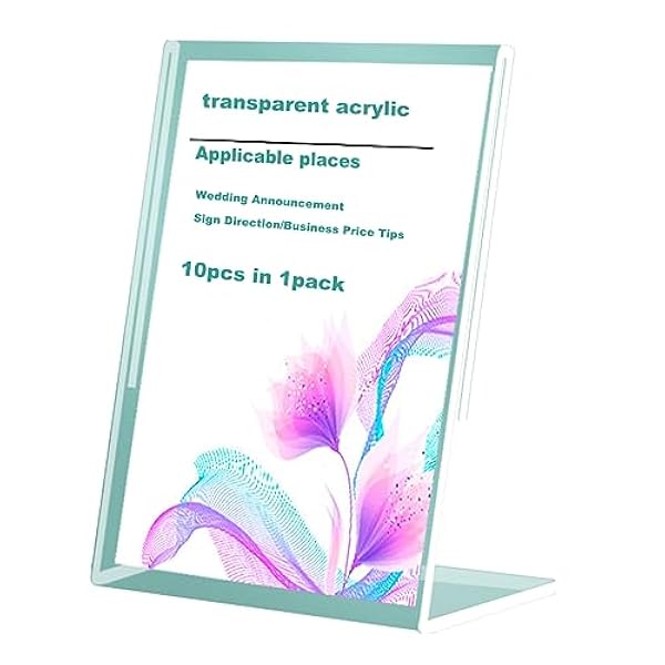 LQSXJGRT 10 Packs Acryl Bord Houder, Duidelijke Tafel Display Stand, Menu Flyer Houder, Voor Office Store Restaurant Vergaderingen, Dikte 3Mm,Vertical,B6