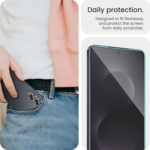 Image of FIRST MART Tempered Glass for Samsung Galaxy S25 5G with Black Camera Ring Guard & Installation Kit | HD Clear Edge-to-Edge Screen Protector, Scratch Resistant, Case-Friendly | Pack of 1