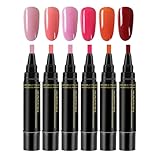 6PC Quick Dry 3 in 1 Nail Varnish Pens for DIY Nail Art, Colored Gel Nail Polish Pens Set, Quick Drying Easy Application Crafts Pen, Long-Lasting Vibrant Color, Portable Nail Pen for Home & Travel-A