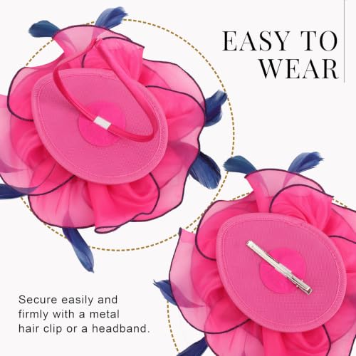 Image of DRESHOW Fascinators Hat Tea Party Headwear Ribbons Feathers on a Headband and a Clip for Women