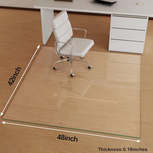 Image of [Tempered Glass] 42 inch x 48 inch Glass Office Chair Mat for Carpet