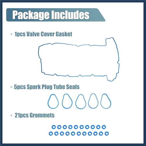 Image of Valve Cover Gasket Seal Set Kit with Grommets VS50462 for Chevrolet Colorado for GMC Canyon for Hummer H3 for Isuzu 15-10735-01 VS50703R Stylish Design