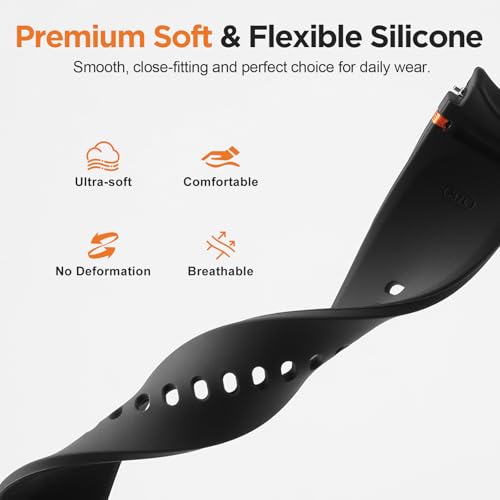 Image of No Gap Strap Compatible with Samsung Galaxy Watch 7 6 5 4 44mm 40mm /FE 40mm / Watch 6 Classic 47mm 43mm / 5 Pro 45mm / 4 Classic 46mm 42mm, Silicone Replacement Sport Loop Band(NO WATCH)