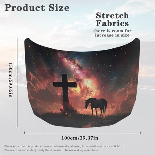 Image of Cross Horse Car Hood Cover Protector,an All-Weather Waterproof,Windproof Car Cover for Winter Frost and Ice Removal,Including Side Mirror Covers