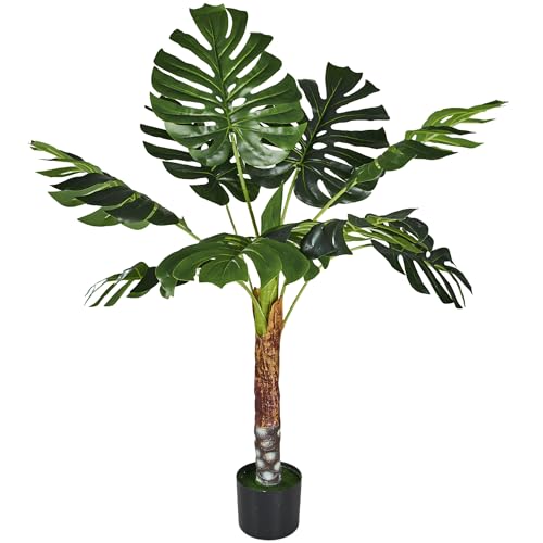 VECELO 4FT Artificial Monstera Plant Tall, 48'' Faux Swiss Cheese
