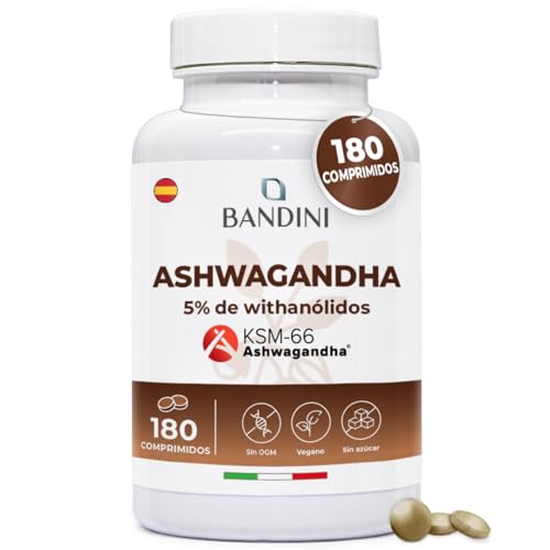Bandini® Ashwagandha KSM-66® 1500mg - 180 comprimidos veganos - Withania Somnifera - 5% de witanólidos - Extracto puro de raíz de Ginseng indio - Complemento ayurvédico para el estrés - Para 6 meses