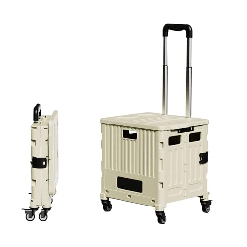 Phjaoeyui Carro de Compra Plegable con Tapa Carro Portátil con Asa Telescópica Tronco de Mano Práctico para Viajar Comprar y Transportar la Oficina de Equipaje (Green,M)