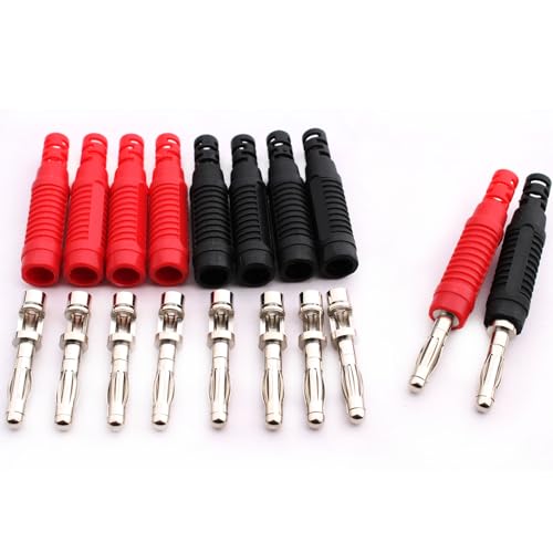 RUNCCI-YUN 10Pcs Fiches bananes isolées 4 mm, 4mm souder mâle fiche Banane pour fils de test de multimètre（noir rouge）