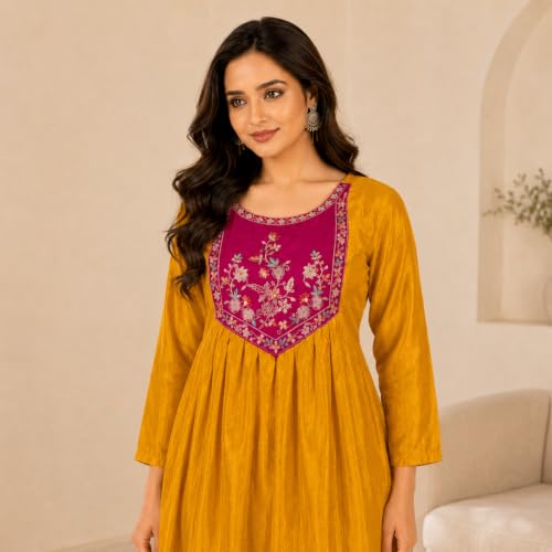 Image of Embroidered Sharara Set for Women | Roman Silk Short Kurta with Flared Sharara Pants | Designer Festive Ethnic Wear Suit Set for Weddings, Sangeet & Celebrations