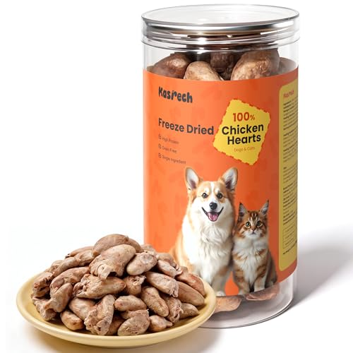 Image of Freeze Dried Chicken Hearts for Cats & Dogs, 3.54oz (100g), Raw High Protein Cat & Dog Treats, Single Ingredient Organ Meat, Grain Free Healthy Pet Snacks, Training Treats & Food Topper, No Additives